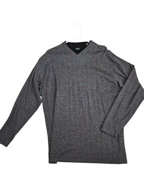 Elegant Charcoal V-Neck Sweater for Men Gray Black Size Xlarge